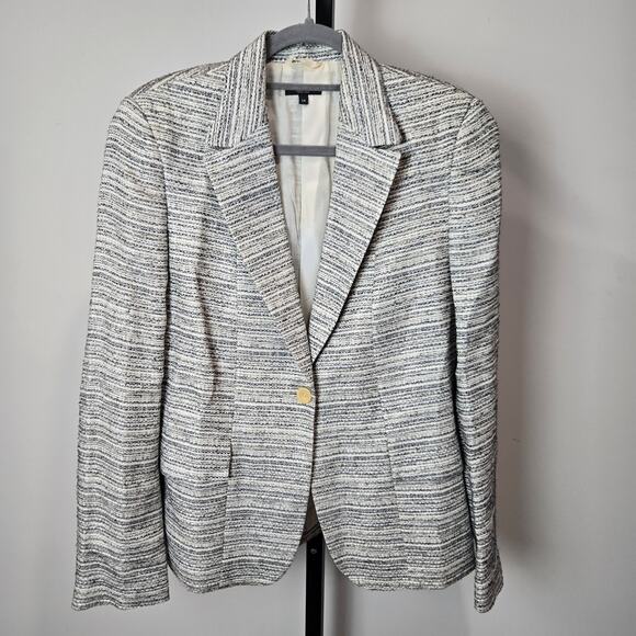 Zanella Claire Blazer Jacket Tweed Cotton Linen Gray Silver Metallic 14 Plus - Picture 1 of 8